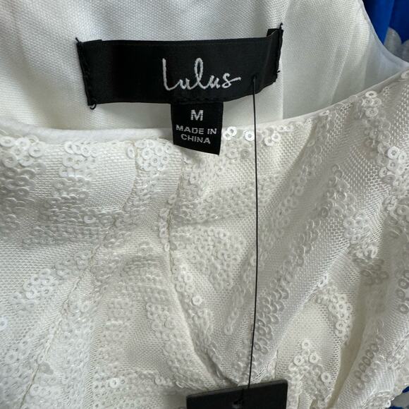 Lulu's Know Your Worth White Sequin Square Neck Mini Dress - Picture 12 of 14